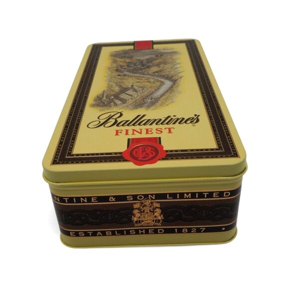 Ballantines Scotch Whisky Hinged Tin Box 750ml Storage Container Vintage - Picture 4 of 11